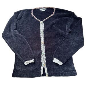 Ani Barrie  vintage black sweater button down cardigan with rainbow buttons